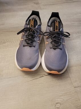 ASICS Gray Runner Sneakers with Peach Accents